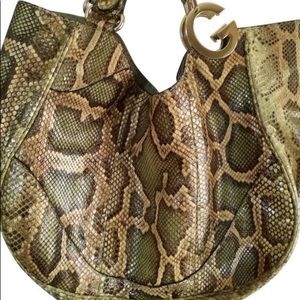 Gucci Green nude tone Python Skin Shoulder Bag